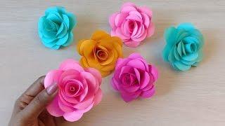 How to make Realistic Easy paper Roses  Paper flower DIY Rose flower making..