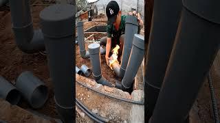 Tips for using fire to fix plumbers mistakes  #construction #constructionworkers #shorts