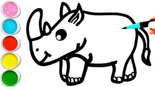 How to Draw a RHINO  Rhinoceros   Step by Step