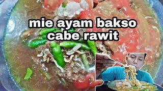 asmr mie ayam bakso cabe rawit super pedas  mukbang Indonesia