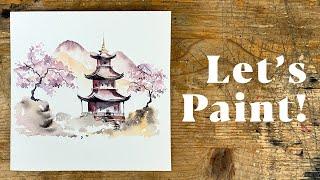 Unlock The Magic Of Simple Landscape Painting With This Watercolour Japanese Temple