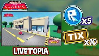 CONSIGUE TODOS LOS TOKENS y TIX en LIVETOPIA  EVENTO ROBLOX THE CLASSIC