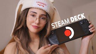 ASMR hands on with the Steam Deck OLED handheld  unboxing playing video games  Casual Review 