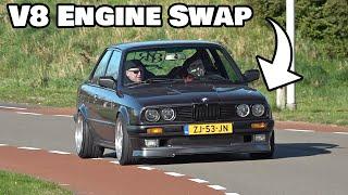 BMW E30 with V8 M62B44 Engine Swap Revs Flames Accelerations