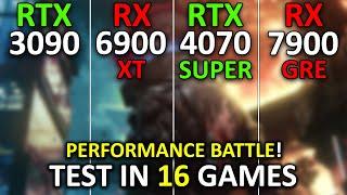 RTX 3090 vs RX 6900 XT vs RTX 4070 SUPER vs RX 7900 GRE  Test in 16 Games at 4K  2024