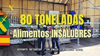 Inmovilizadas 80 toneladas de alimentos insalubres