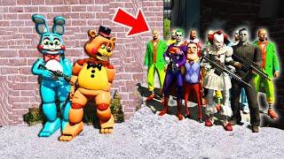 Can FREDDY AND BONNIE ANIMATRONICS DEFEAT THE ARMY OF VILLAINS GTA 5 FNAF ANIMATION MOD #7