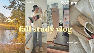 *fall* study vlog  waking up at 5AM morning routine final exam prep healthy habits aesthetic