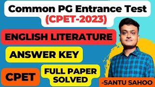 CPET 2023 English Literature Entrance Answer Keys & Complete Paper Solution CPET ENGLISH ANSWER KEY