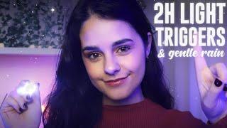 ASMR 2H LIGHT TRIGGERS with GENTLE RAIN  SLEEP Instructions Blink Eye Exam and more