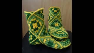 crochet granny square slippers