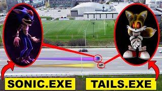 DRONE CATCHES TAILS.EXE AND SONIC.EXE RACING ON A HIGHWAY  TAILS.EXE VS SONIC.EXE MUST WATCH