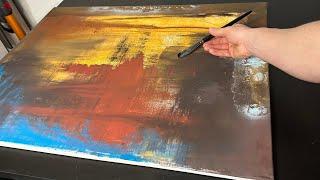 Abstrakte Acrylmalerei kombiniert mit Farbpigmenten  DIY abstract Art  abstract painting