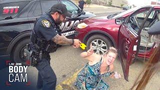 Bodycam Ohio Woman Tased After Allegedly Ramming Cop Cars