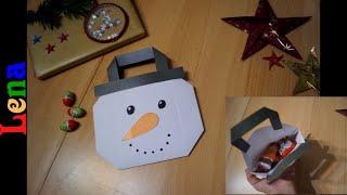 𝗞𝗿𝗲𝗮𝘁𝗶v 𝗺𝗶𝘁 𝗟𝗲𝗻𝗮  Papier Schneemann Tasche basteln  DIY Snowman paper Bag DIY  Merry Christmas