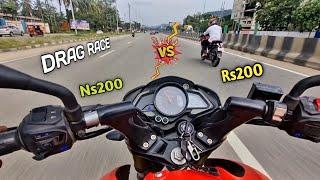 Pulsar Ns200 vs Pulsar Rs200 DRAG RACE  Crazy Street Race 