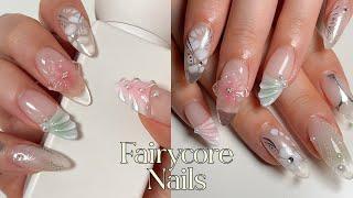 ₊˚ aesthetic fairycore nails  *3D orchid nails* 🫧 nail tutorial 2024