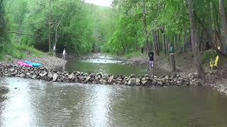 building a homemade dam in our Creek