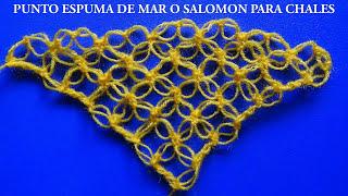 Punto a crochet ESPUMA DE MAR O NUDO DE SALOMÓN para Chales triangulares paso a paso