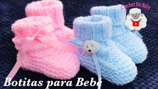 Como tejer paso a paso zapatitos botitas o escarpines para bebé 0 a 3 meses Crochet for Baby 203