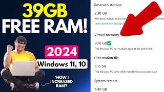 I Increased Ram to 39GB How to Increase RAM on Windows 1110 Free  Boost PC  VRAM