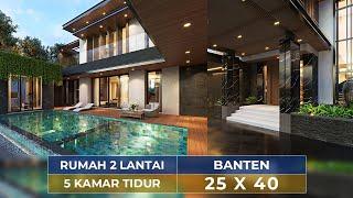 RUMAH TINGGAL MODERN KEKINIAN HADIR DI BANTEN NIH LENGKAP DENGAN 5 KAMAR TIDUR - JASA ARSITEK