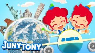 World Landmarks  Famous Landmarks Pictures  Explore World Song  Kids Song  JunyTony