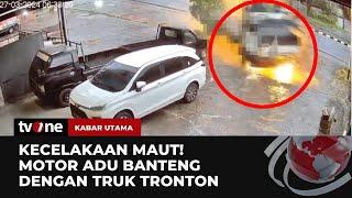 Terbelah Dua Detik-detik Tabrakan Maut Truk vs Motor Keluarkan Api  Kabar Utama tvOne