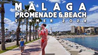 Malaga City Promenade and Beach Spain Hot Summer 2024 June Update Malagueta  Andalucía 4K