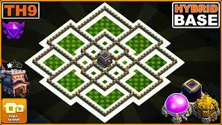 NEW BEST TH9 Base 2023 with COPY LINK  COC Town Hall 9 HybridTrophy Base Design