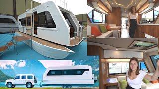 Wohnwagen 2023 und Tinyhouse und Luxusyacht IN EINEM 35t 3 ZKDB 40qm Dachterrasse Sonnendeck