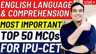 English Language Top 50 MCQs  TOP RANK Ques. for IPU-CET Past Year Papers