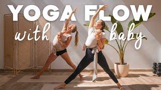 10 MIN BABY YOGA FLOW  Babytrage Workout  Postpartum Routine