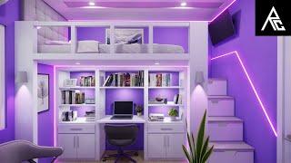 Purple Loft Bed Idea for Small Rooms