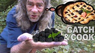 Catch and Cook Wild Blackberry Pie in the Bush
