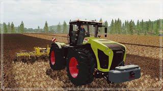 Farming Simulator 17 CoursePlay Культивация поля Двумя тракторами с разной шириной культиваторов..