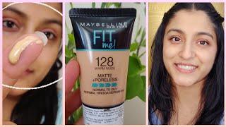 MAYBELLINE Fit Me Foundation Review - WARM NUDE 128  Oily Skin Foundation