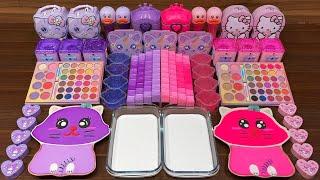 PINK vs PURPLE HELLO KITTY I Mixing random into Glossy Slime I Relaxing slime videos#part1