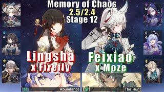 E0 Lingsha Firefly Superbreak & E0 Feixiao Moze  Memory of Chaos 12 2.52.4 3 Stars  Star Rail