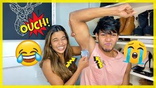 WAXING MY BOYFRIENDS ARMPIT  MUST WATCH *HILARIOUS*