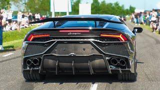 Supercars Leaving Carshow 1000HP RS6 Twin Turbo Huracan 1060HP 911 Turbo S F12 N-Largo Revuelto