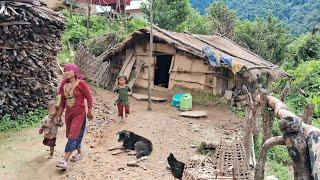 Beautiful And Organic Mountain Village Life of Nepal  Nepali Village Documentary Videos  Rainy Day