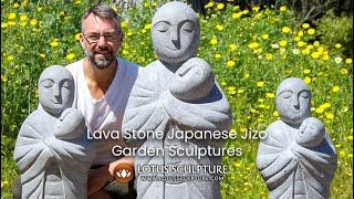 47 Peaceful Lava Stone Standing Japanese Jizo Statue www.lotussculpture.com