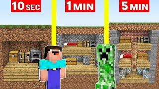 NOOB vs CREEPER UNDERGROUND BASE BUILD CHALLENGE Minecraft  Noob and Pro Like Maizen Mikey And JJ