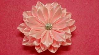 DIY Kanzashi flowerribbon flower tutorialhow toeasy I REUPLOAD