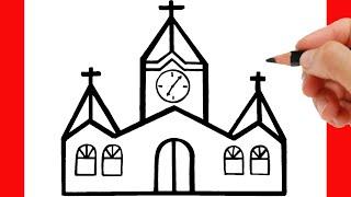 HOW TO DRAW A CHURCH EASY STEP BY STEP