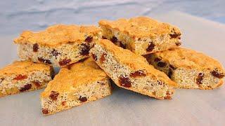 Quick for tea or coffee. Delicious cookies with nuts and raisins.