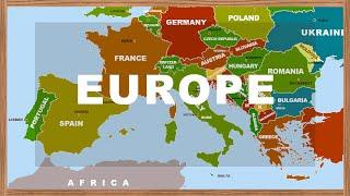 European Map Countries Capitals and National Flags with Photos. Learn Geography #01