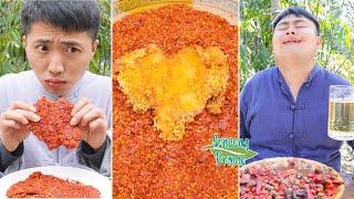 Spicy Ostrich Egg and River Snail  TikTok Funny Mukbang  Songsong and Ermao