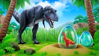 Giant Black TRex Protects and Rescues Eggs from Other Dinos  Heartwarming Dinosaur Cartoons